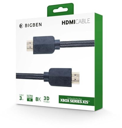 Nacon Câble HDMI 2.1 d'une Longueur de 3m pour Xbox Series. Câble blindé et tressé. Compatible avec Les téléviseurs affichant jusqu'à Une résolution de 10K.