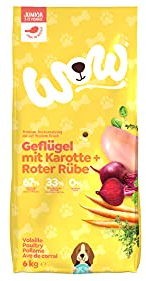 WOW Trockenfutter Junior mit Geflügel, 6kg I Hundetrockenfutter für Welpen Aller Rassen I Beste Qualität mit viel Fleisch, Karotte & roter Rübe I getreidefrei & hohe Verträglichkeit