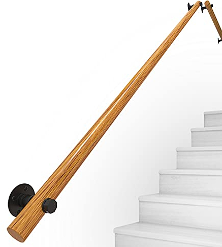 Fichte Treppengeländer Innen, Geländer Handlauf Set Bausatz, Länge 30cm-600cm aus einem Stück zum Auswählen, Wandhandlauf Brüstung Geländer, Zwei Farben