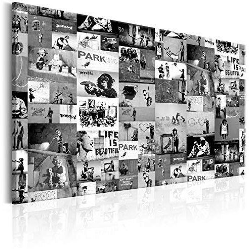 decomonkey Akustikbild Banksy 120x80 cm 1 Teilig Leinwand Modern Bilder