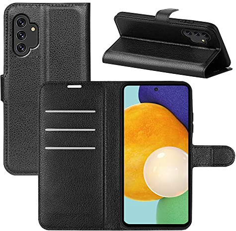 Fertuo Cover per Samsung Galaxy A13 4G, Custodia Portafoglio Cover a Libro in Pelle Flip Case con Silicone Bumper, Fibbia Magnetica, Porta Carte, Kickstand, per Samsung Galaxy A13 4G, Nero