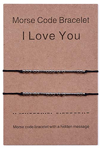 CheersLife 2 Ti Amo Codice Morse Bracciali Coppie Amicizia Uomo Donna Fidanzato Fidanzata Abbinamento Relazione Perline Braccialetto Set Gioielli Regali Per Lui E Lei Regali Di San Valentino