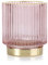 Teelichthalter aus Glas AmeliaHome Kerzenhalter Teelichtglas 7x8 cm Pompey Puderrosa Gold