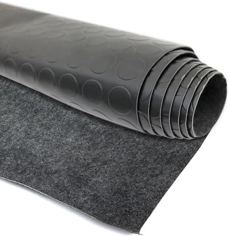 Auto Kofferraummatte Laderaumwanne Kofferraumshutz Antirutschmatte Gummimatte Bodenbelag Noppen 300 x 200 cm Schwarz | Hoher Rand Antirutschmatte PVC Matte Kofferraumwanne Allwetter Schwarz