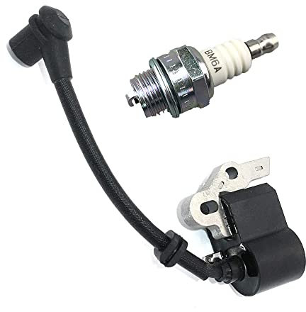 Realman 201104 219848-01 219848-010 Ignition Coil (Chip Made in USA) with BM6A Spark Plug for McCulloch Gas/Petrol Powered Chainsaw Tivoli 45 Tivoli 60 Mac833 Mac 835 Mac838