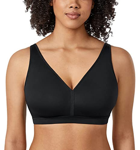 AISILIN Reggiseno Senza Ferretto Donna Bralette Comodo Taglie Forti Senza Cuciture Coppa Piena Reggiseno per Dormire Nero 4D