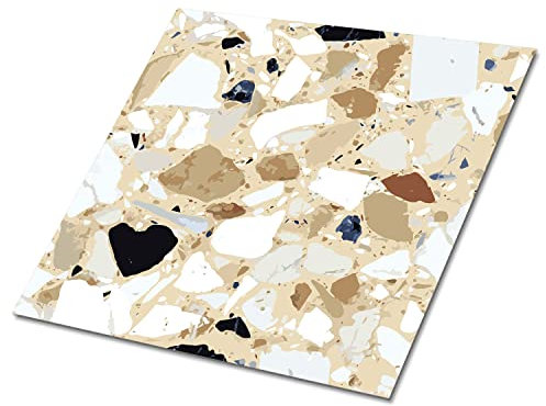 Decormat Selbstklebende Vinylfliesen Grau Dekoartikel Aufkleber Bodenbeläge PVC Satz von 9 Fliesen - 30x30 cm Wandfliesen für die Küche Fliesenaufkleber - Terrazzo-Muster