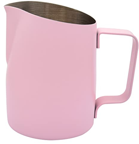 Dianoo Jarra de vapor espresso, jarra de espuma de leche expreso, de acero inoxidable, taza de arte para café con leche, 402.6 g (420 ml), rosa