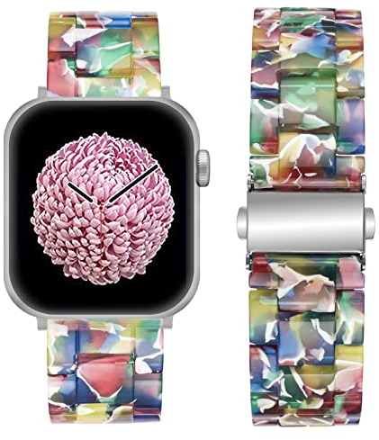 SEURE Kompatibel mit Apple Watch Armband 42mm 44mm 45mm 46mm 49mm Damen Herren Resin Harz Ersatzarmband Leicht Ersatz für Apple Watch Ultra/Ultra 2,Series 10 9 8 7 6 SE 5 4 3 2 1 Glasfarbe
