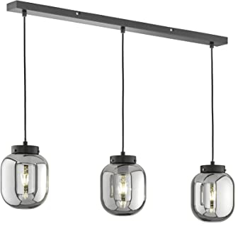 Fischer & Honsel|Pendelleuchte, Regi|schwarz matt|Glas|rauchfarben|L: 96,00 cm, B: 16,00 cm|Ausl. Decke: 140,00 cm|3x E27 max. 40,0 Watt|60892