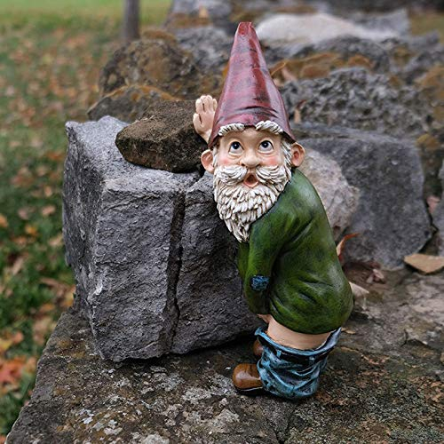 FIYSON 15cm Gartenzwerg Ornament lustiger pinkelnder Gnom Frecher Gartenzwerg Figuren aus Kunstharz Wetterfest Zwerg Statue für Hof Rasenschmuck Balkon Terrasse Innen oder Außendekorationen