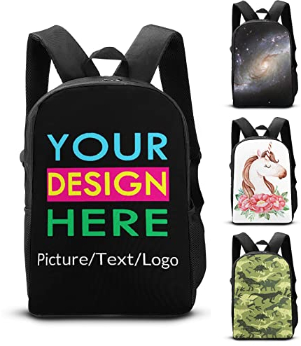 Personalisierter Foto-Rucksack, Individueller Schultasche mit Foto/Text, Anpassen von 17-Zoll Reiserucksäcken für Männer und Frauen, Geschenk für Semesterbeginn, Arbeit, Weihnachten, Geburtstag