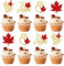 24 Stück He Asked She Said Yes Cupcake-Topper Glitzer Ahornblätter Diamant Ring Brautdusche Cupcake Picks für Herbst Hochzeit Verlobung Thanksgiving Party Kuchen Dekorationen Zubehör