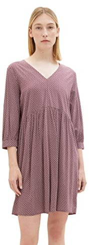 Vestido de mujer TOM TAILOR con escote en pico, Rojo (33767-Diseño geométrico burdeos), 29/30