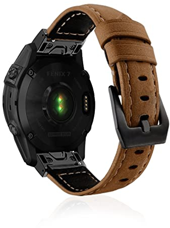 LanQii 22mm QuickFit Lederarmband für Garmin Fenix 8 47 mm/7/7 Pro/7 Pro Solar/6/6 Pro/5/5 Plus/Fenix E, Armband Leder Ersatz Ersatzarmband für Garmin Epix 2, Forerunner 965/955/945/935, Braun