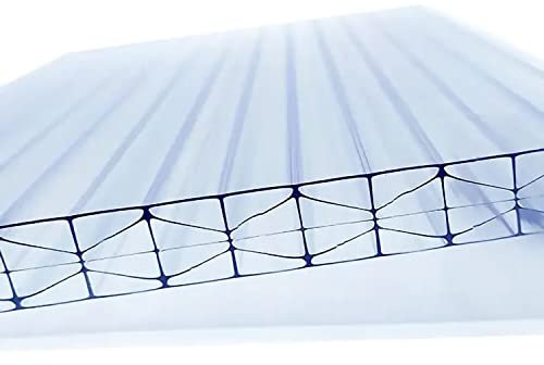AtHaus® Polycarbonat Hohlkammerstegplatten - 200 Maße zur Auswahl | 1250 x 590-10mm Stärke | UV-beständigen (Transparent)|stoßsicheren Doppelstegplatte Gewächshausplatte Stegplatten