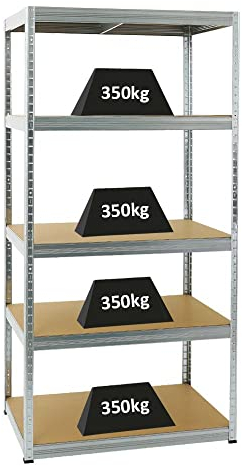 PROREGAL Schwerlastregal Slim Elephant Verzinkt 180x90x60cm Fachlast 350kg Kellerregal, Steckregal, Garagenregal, Lagerregal
