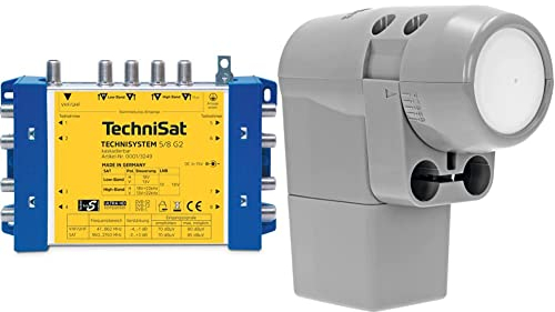 TechniSat TechniSystem 5/8 G2 Multischalter inkl. Netzteil & UNYSAT Universal-Quattro-LNB - im Wetterschutzgehäuse (passend SATMAN Spiegel mit Multischalterbetrieb, LTE-Störsicher)