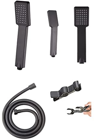 Riel elevador de ducha deslizante 16-29 mm, manguera de baño 5 pies, tubo acero inoxidable cuadrado, cabezal de ducha alta presión, juego baño