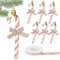 COLOFALLA 6pcs Glitter Rose Gold Candy Cane Christmas Tree Decorations With Ribbon - Hanging Ornaments