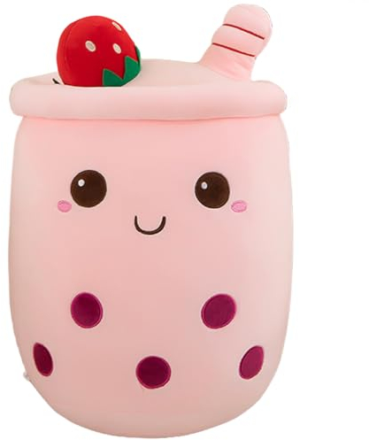 AMOZO Bubble Tea Kuscheltier Plüschkissen, Kawaii Bubble Tea Plüschtier Kissen Niedliche Boba Plüsch Weich Stofftier Spielzeug für Boba Liebhaber (70cm, Pink)