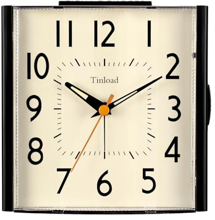 11,9 cm großer analoger Vintage-Retro-Wecker, super leise, nicht tickende Uhr mit manuellem Licht, Schlummerfunktion, batteriebetrieben, einfaches Design, für Wohnzimmer, Schlafzimmer, Nachttisch