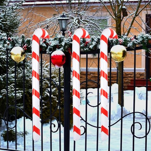 DKINY 3 Stück 120cm Aufblasbare Weihnachten Zuckerstangen Riesige Neuheit Zuckerstange Stick Groß Grinch Weihnachtsdeko Inflatable Stöcke Weihnachten Deko für Outdoor Haustür Weihnachtsbaum