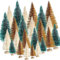 Mini Christmas Trees Pack of 8, Snow Frosted Sisal Trees Artifical Christmas Small Cedar Trees Set, Decorated Bottle Brush Tree Crafting Party Props, Desktop Christmas Decoration DIY Christmas Tree