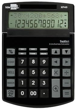 Liderpapel XF40 Tischrechner, 12 Ziffern, Solar- und Batterien, Schwarz, 175 x 120 x 30 mm, 40% recycelt