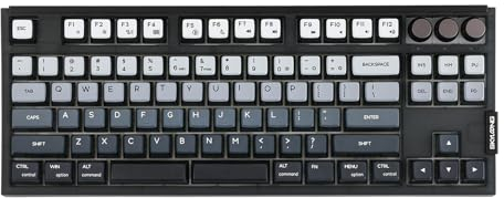 EPOMAKER SKYLOONG GK87 TKL QMK/VIA Wired Mechanical Keyboard with Three Rotary Knobs, Hot Swappable Programmable Custom Keyboard, Split-spacebar, Blue single light (White, Wisteria Linear Switch)