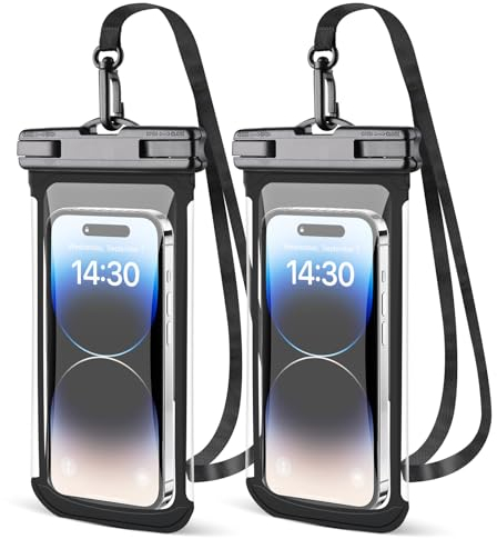 Pochette Étanche [Lot de 2] Sac étanche Corps sans Couture 3D IPX8 Coque Étanche Smartphones pour iPhone 15/14/13/12/11 Pro Max Galaxy S22/S21/S20, Huawei P50 Pro Jusqu'ą 7.2 Pouces