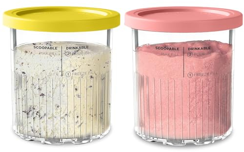 vione Ersatz für Ninja Creami Deluxe Pints und Deckel - 2er Pack, 24 oz. Pint-Behälter kompatibel mit NC501, NC500 Serie - BPA-frei, spülmaschinenfest, sortierte Farben
