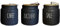 MECSAL CASALINGHI Set 3 Barattoli Contenitori, Tris Sale Zucchero Caffè, in Ceramica Effetto Martellato, Tappo in Legno