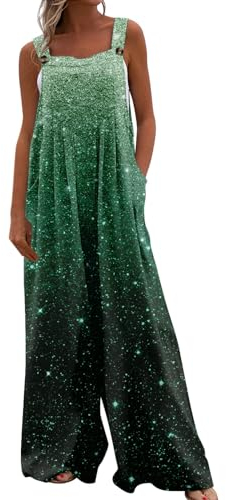 Vasreyy Arbeitsoverall Damen Hosenanzug Overall Sommer Kurz Fleece Zweiteiler Rote Latzhose Karneval Pink Jumpsuit Hochzeit Romper(S,Dunkelgrün)