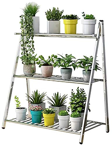 Blumenregal 3-lagiger Blumenständer aus Edelstahl, nordischer bodenstehender grüner Rettich-Blumentopfständer/Pflanzenständer, für Innenwohnzimmerbalkon Blumenständer (Farbe: 40 cm)