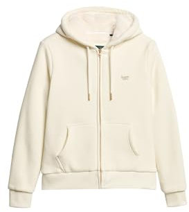 Superdry Damen Essential Kapuzenjacke mit Teddyfellfutter Wollweiß 42