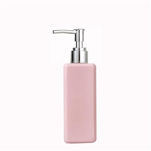 Distributeur de savon liquide rechargeable carré pour salle de bain, shampooing, après-shampooing, gel douche, récipient de rangement vide (rose)