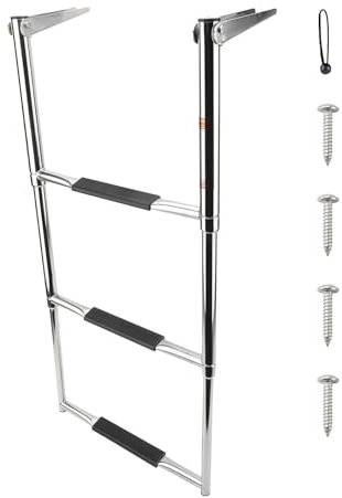3 Step Dock Ladder - Telescopic Marine Boat Ladder | Telescopic Stainless Steel Boat Ladder, Under Platforms Ladder, Telescopic Dock Boarding Ladder, Folding Boarding Ladder for Boat Yacht Ship