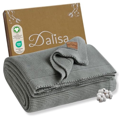 Dalisa 100% Bio-Baumwolldecke GOTS-Zertifiziert, gemütliche Tagesdecke, weicher Bettüberwurf, Atmungsaktiv, perfekt für Couch, Bett und Heimdekoration, Waschmachinengeeignet (Grün, 130x150 cm)