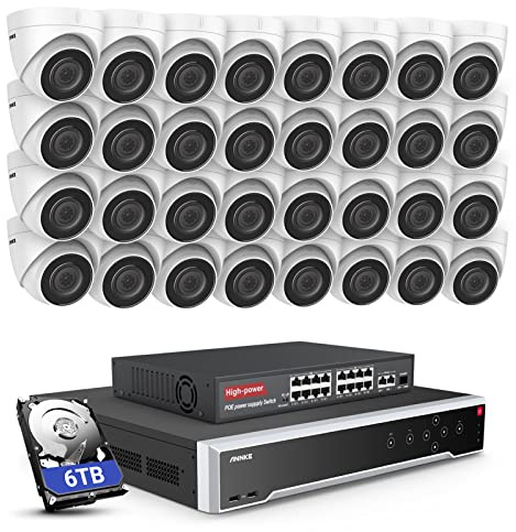 ANNKE Überwachungskamera Aussen Set, 32CH Videoüberwachung mit 32X 3K PoE IP Kamera und 12MP NVR mit 6TB HDD für 24/7 Aufnahme Innen Outdoor, Personen&Fahrzeugerkennung, IP67, für Zuhause/Betrieb