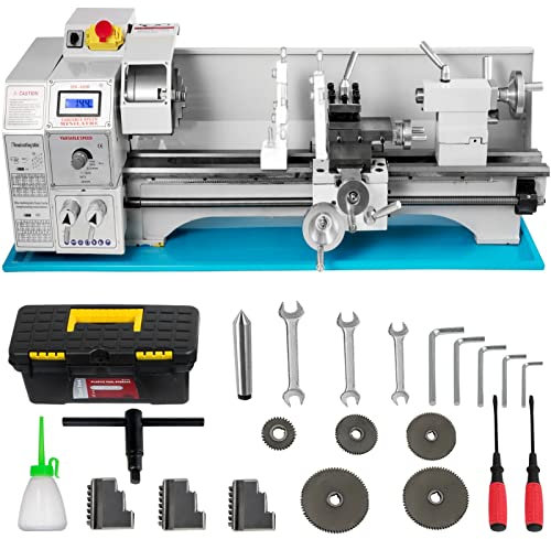 Tornio in metallo 1100W Mandrino 38mm Chuck Blushless Motor Velocità infinitamente variabile 220X600 con schermo LED e strumenti