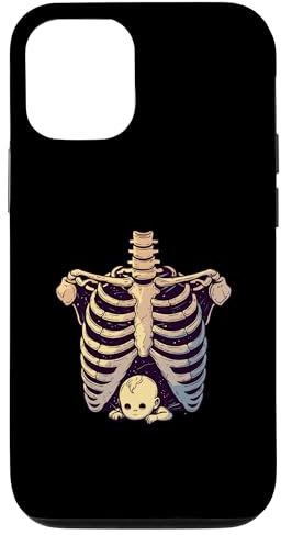 Coque pour iPhone 13 Halloween effrayant Squelette enceinte Annonce de bébé