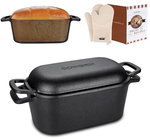 Ovaler Dutch Oven zum Brotbacken - Vorgebrannte Gusseisen-Sauerteig-Brotpfanne mit Deckel
