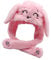 Mütze mit Beweglichen Ohren, Mütze mit Springenden Ohren, Kurz-Plüsch Cartoon Mütze, Ohrenklappen Schal Set, Winterliche Lustige Kopfbedeckung, Cosplay-Party-Geschenke für Mädchen Jungen, Rosa Regulär