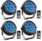 Erreyht 4PCS Rechargeable LED Par RGB Mini Uplights, 12 LED Spotlight Battery Powered with Remote Control Stage Light for Party Bar Stage DJ Disco Wedding Halloween Christmas