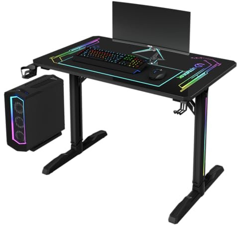 Ultradesk - Gaming Freeze V2 - Bureau pour Joueurs - Gaming Table Construction en Acier - Place pour Deux moniteurs - Espace pour Les Jambes - avec Accessoires, 109x69cm, Noir