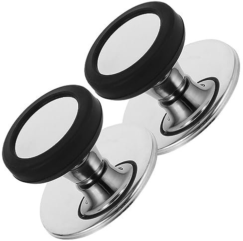 Generisch 2St Topfdeckel Herdknöpfe Besteckhalter verschütten Wok mit Deckel Mikrowellen-Spritzschutz, magnetisch küchenhelfee glasdeckel kompakter Deckelgriff Deckelknöpfe Rostfreier Stahl