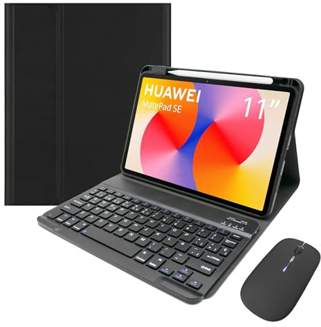 Funda con Teclado Español Ñ para Huawei Matepad SE 11 2024 - Funda con Teclado en Folio Desmontable Inalámbrico con Portalápices, Ratón para Tableta