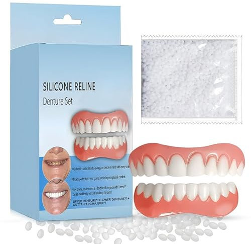 Protesi Dentale Silicone, Denti Finti da Applicare da Soli, Faccette Dentali, Kit Riparazione Denti per Uomini e Donne, Contiene 50g di Gel per Denti
