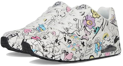 Skechers Damen UNO-Process Sketch Sneaker, Weiß/Mehrfarbig, 39.5 EU